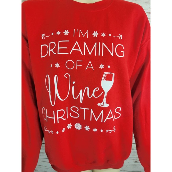 Pullover Sweatshirt S4E Red I'm Dreaming of a Wine Christmas Size Medium - Picture 3 of 8